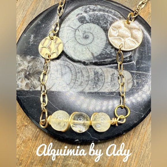 Elegant Gold and citrine chunky choker Necklace - Picture 1 of 2